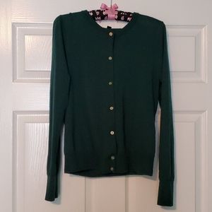 Dark green J Crew cardigan